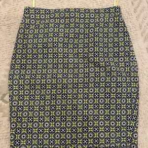 J. Crew Black and Yellow Geometric Pencil Skirt